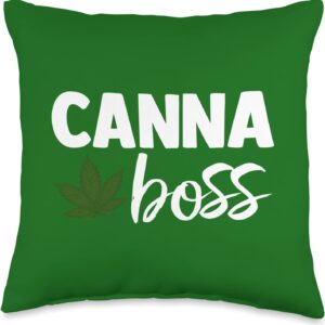 CBD Oils Cannabinoid Hemp Heals Men Women Tees Canna Boss Cannabis Quote Weed Dealer Smoker Fun Gift Throw Pillow, 16x16, Multicolor