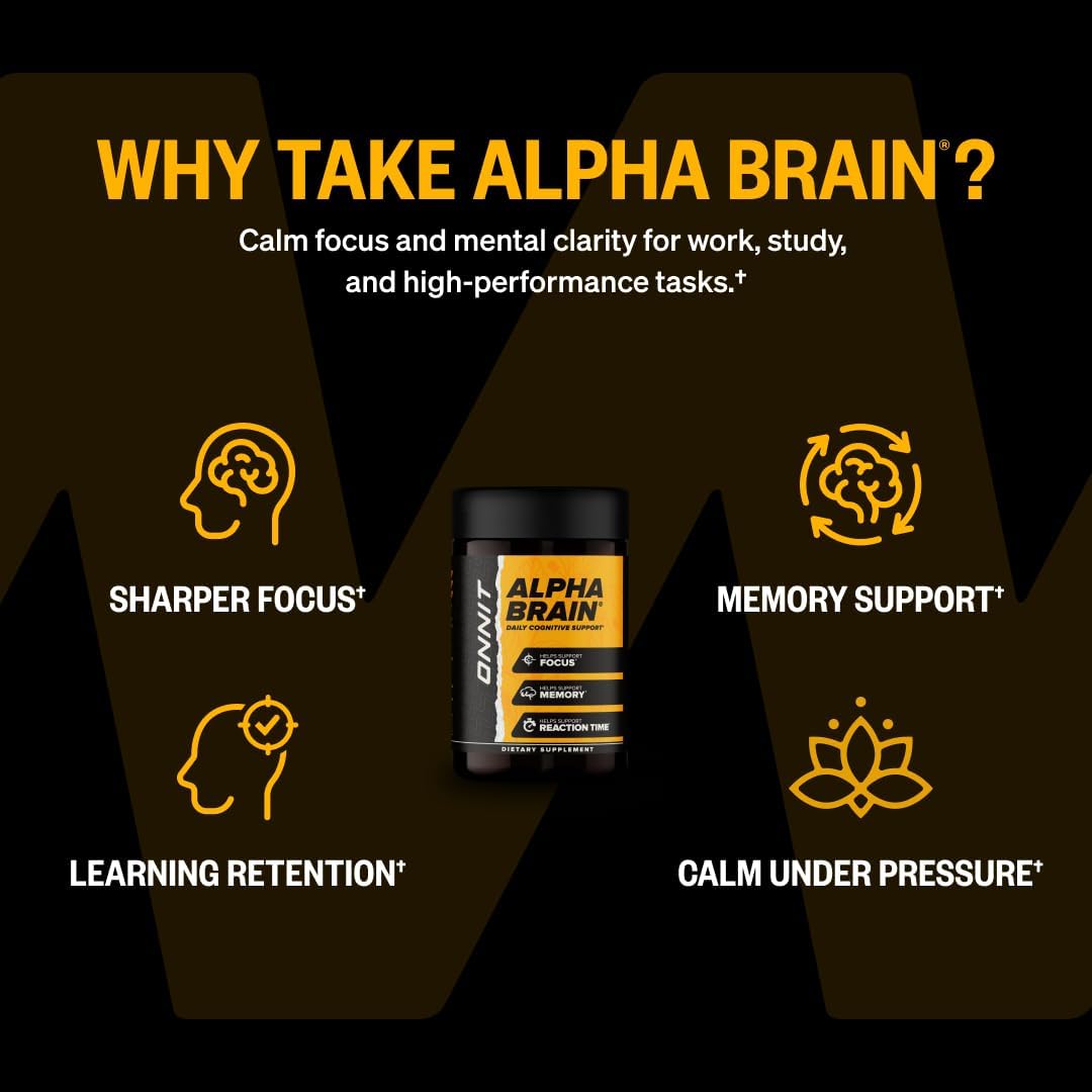 ONNIT Alpha Brain Nootropic Brain Supplement for Focus, Memory, Mental Clarity, Cognitive Support with L-Theanine and Vitamin B6, 90 Count - Image 4