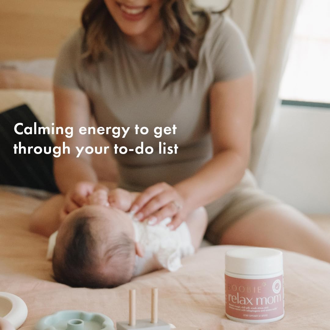 Boobie Relax Mom Pregnancy & Postpartum Stress Support for Women | Breastfeeding Friendly Calm Mood Supplement with Adaptogens | 60 Capsules - Image 6