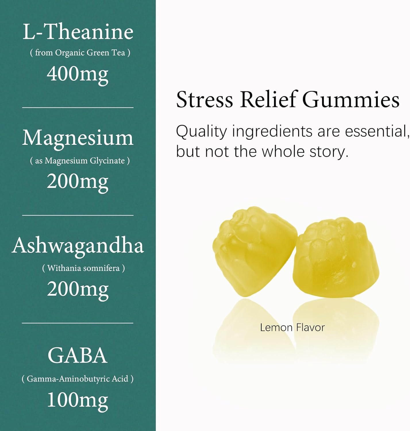 L-Theanine 400mg Gummies, L Theanine Supplement for Kids & Adults with Magnesium Glycinate, GABA, Ashwagandha, L'theanine Chewable for Restful Sleep, Stress Support, Relaxation, Calm, 60 Day Supply - Image 2
