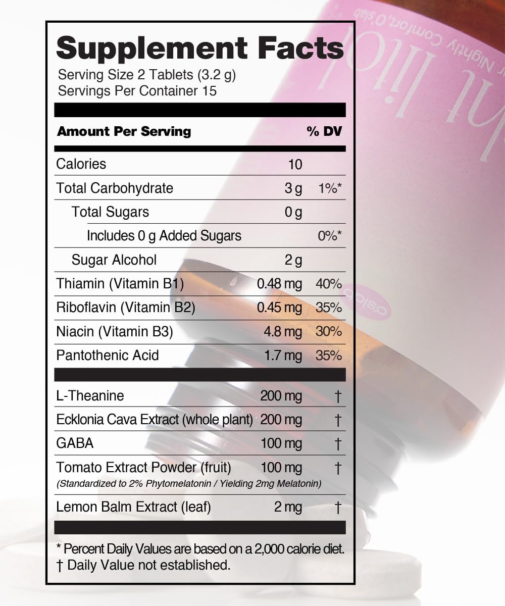 O'slab Nightlitol Night Mints – Korean Viral Sleep & Relaxation Support – Plant-Derived Melatonin (2mg) from Tomato Extract & L-Theanine 200mg – Lemon Peppermint Chewable Mints, 30 Count - Image 3