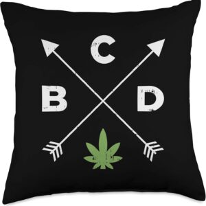 CBD Arrow Vintage Hemp Oil Weed Leaf Cannabis Plant Gift Throw Pillow