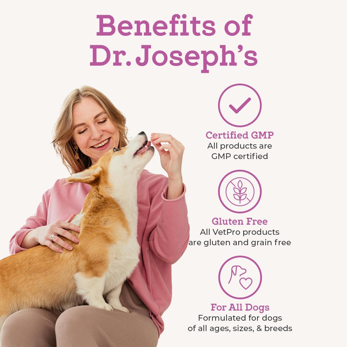 Dr. Joseph's VetPro Complete Dog Hip & Joint Supplement for Arthritis Pain Relief – High-Strength Glucosamine & Chondroitin Chews for Senior Dogs – Vet Formulated, Peanut Butter Flavor, 120 Ct - Image 7