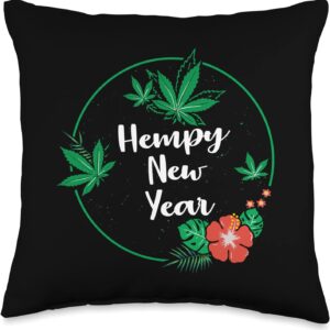 CBD Oil Seller CBD Marketing Cannabidiol Hemp Tees Hempy New Year Hemp Holiday Christmas CBD Oil Fun Gift Throw Pillow, 16x16, Multicolor