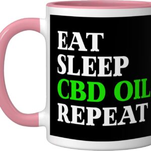 CBD Oil Men Women Gift Ceramic Mug, Pink/White