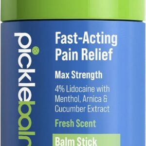 PickleBalm Pickleball In-Game Muscle Pain Relief Balm Stick with 4% Lidocaine, Arnica, Menthol, Cucumber Seed Extract for Shoulders, Knees, Wrists, and More, 1oz Stick