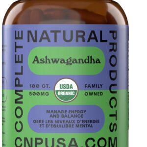 Organic Ashwagandha Capsules - 100 Capsules 500mg Pure Organic Ashwagandha Supplement for Calming Support
