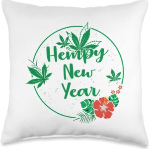 Hempy New Year Hemp Holiday Happy CBD Oil Gift Throw Pillow