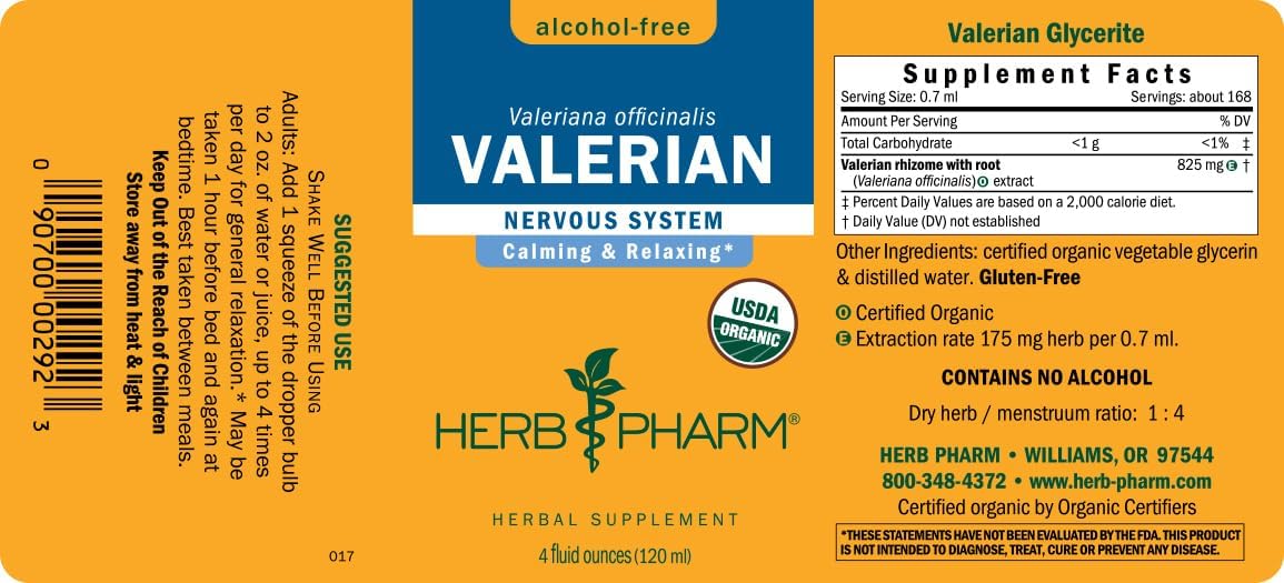 Herb Pharm Valerian Alcohol-Free Extract: Organic Liquid Glycerite for Sleep & Relaxation, Calming Nighttime Sleep Support Supplement for Adults, Sugar-Free, Up to 24 Week Supply, 4 oz - Image 9