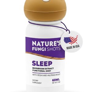 NATURE'S FUNGI Functional Mushroom Sleep Shot – 60ml (2oz) – Vegan, Non-GMO Supplement Drink for Relaxation & Rest – Reishi, Valerian Root & Melatonin Blend with Chamomile, Passionflower & Magnesium