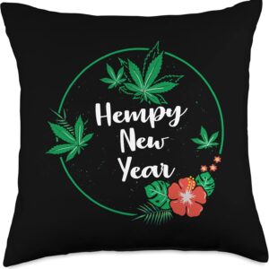 CBD Oil Seller CBD Marketing Cannabidiol Hemp Tees Hempy New Year Hemp Holiday Christmas CBD Oil Fun Gift Throw Pillow, 18x18, Multicolor