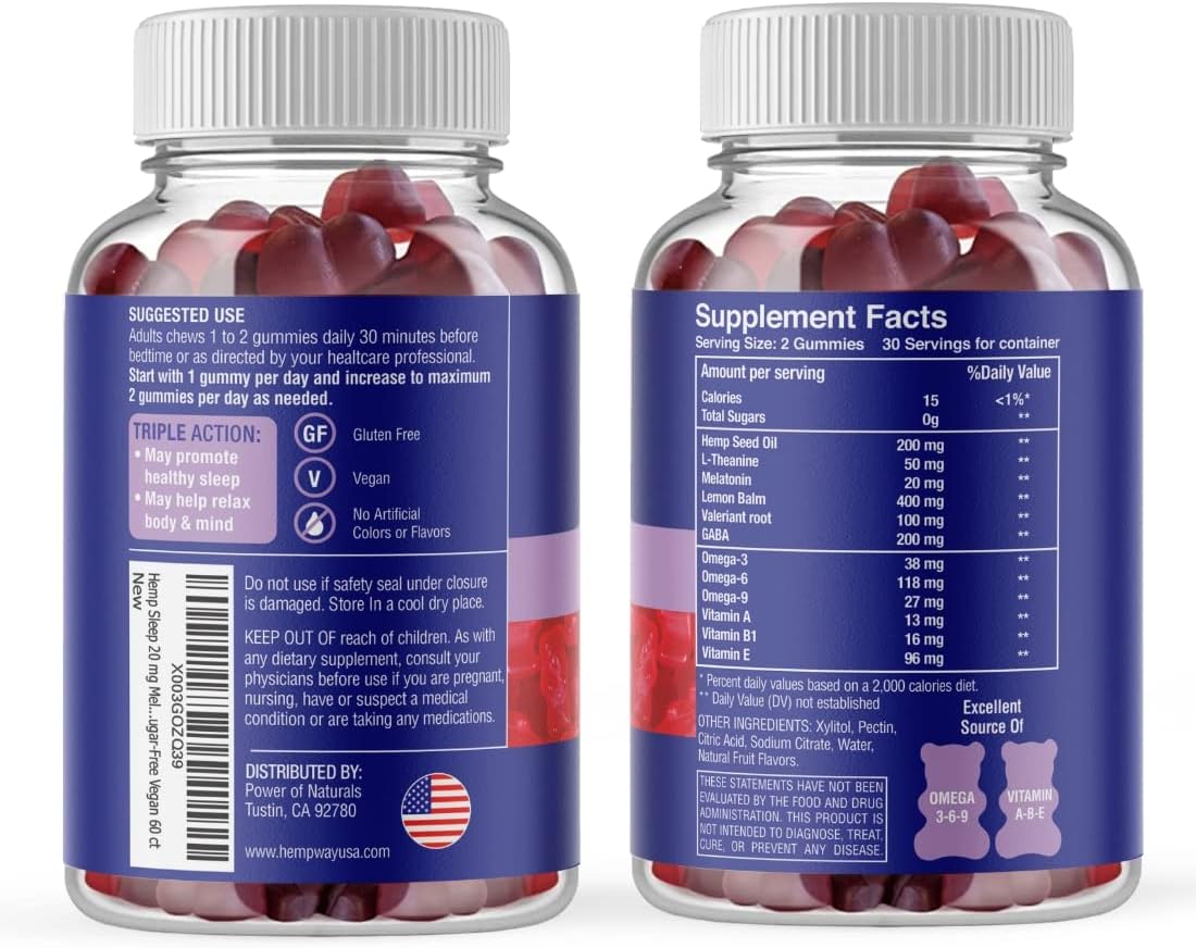 Melatonin 20mg | May Help Falling Asleep Faster & Staying Asleep Longer | with Hemp, GABA, Valerian, Lemon Balm, Melatonin | Sugar-Free Vegan 60 Gummies - Image 6