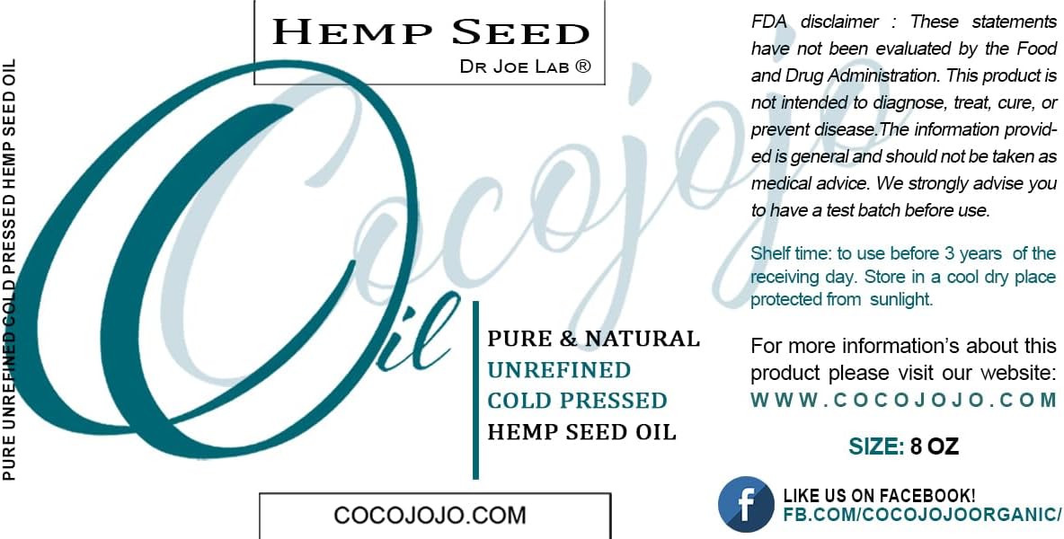 Hemp Seed Oil 8 oz Pure Natural Cold Pressed Unrefined Extra Virgin - for Hair Skin Body Nail and Beard - Image 2