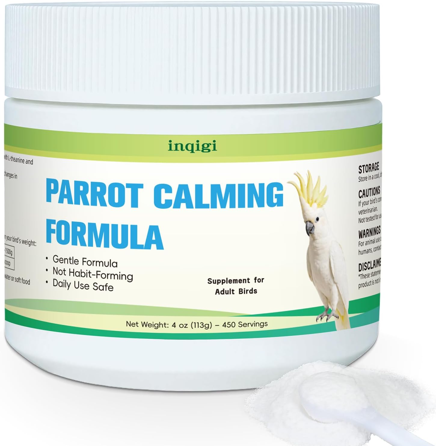 Parrot Calming Supplement – Natural Bird Stress Support Powder for Fireworks, Travel & Visitors – Vet-Formulated – Easy to Use Daily Support for Parrots – 4oz (450 Servings) - Image 8