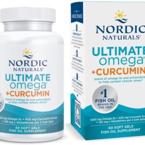 Nordic Naturals Omega Curcumin, Lemon - 60 Soft Gels - 1200 mg Omega-3 + 400 mg Optimized Curcumin - Combats Cellular Stress - Non-GMO - 30 Servings