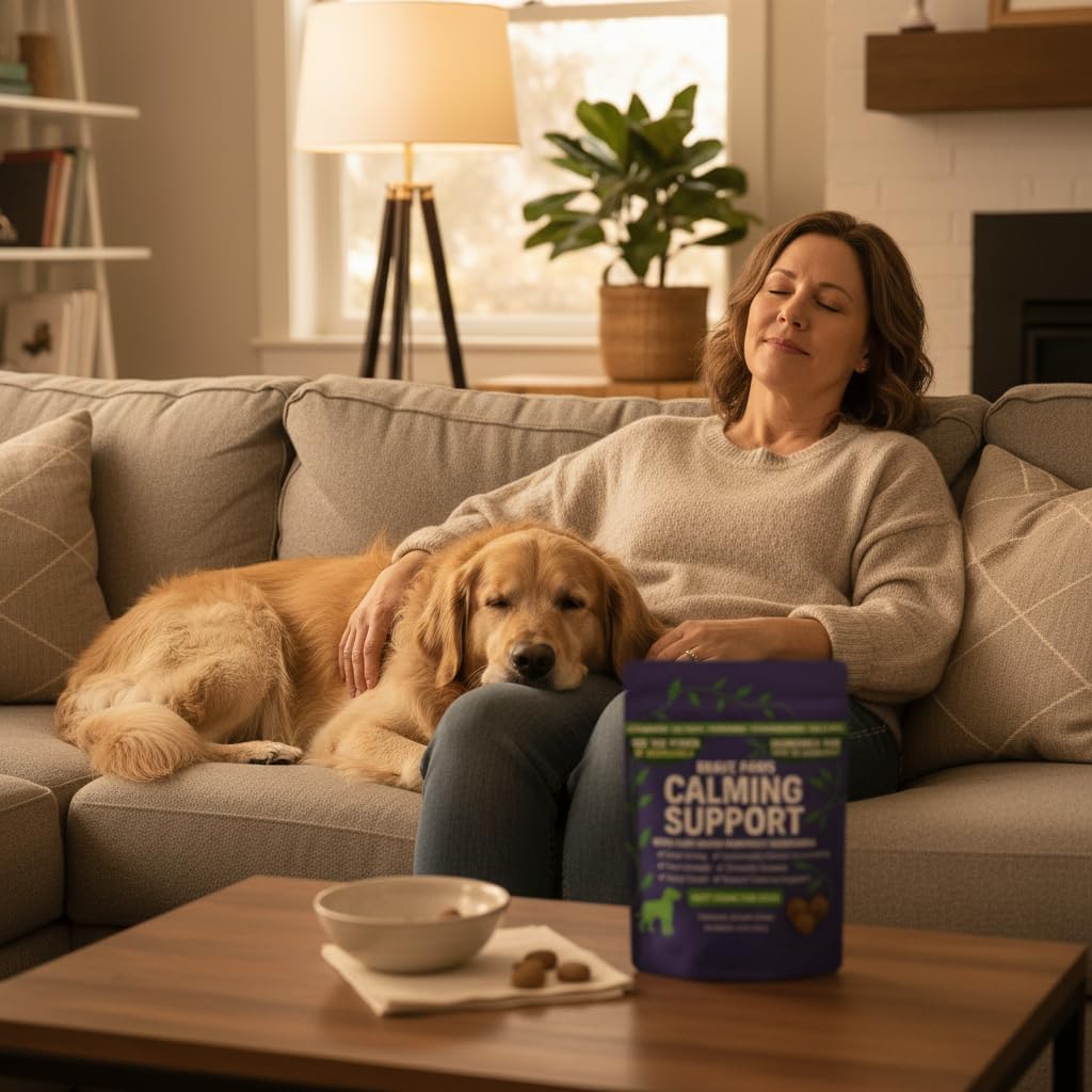 Brave Paws Calming Chews for Dogs - Plant-Based Dog Calming Chews for Anxiety Relief Support with Souroubea - Helps with Dog Separation Anxiety, Stress, Travel & Loud Noises (Fireworks, Thunder) - Image 7