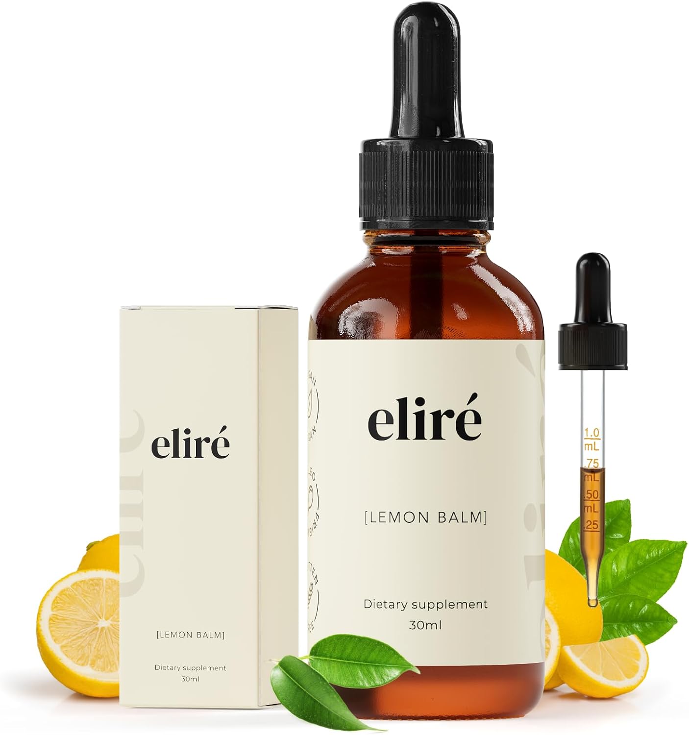 Organic Lemon Balm Drops (10:1) – Gentle Daily Calm and Everyday Tension Relief – Evening Wind-Down and After-Meal Digestive Comfort – Alcohol-Free, 3 Ingredients – Organic, Kosher, Non-GMO – 1 fl oz
