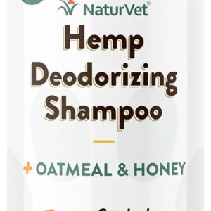 NaturVet – Hemp Deodorizing Shampoo for Dogs - Plus Oatmeal & Honey – 16 oz – Gently Cleanses & Deodorizes Skin & Coat – Enhanced with Hemp Seed Oil, Coconut Oil & Aloe Vera Extract