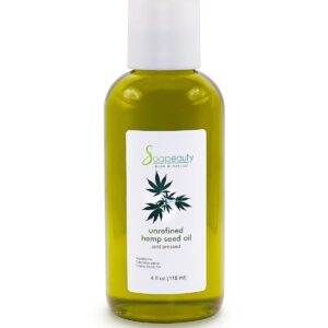 Soapeauty Hemp Seed Oil Unrefined Cold Pressed | Massage & Body Oil | for Skin, Face, Hair, and Soap Making | Carrier for Essential Oils | Rich in Omega Fatty Acids – 4 Fl Oz