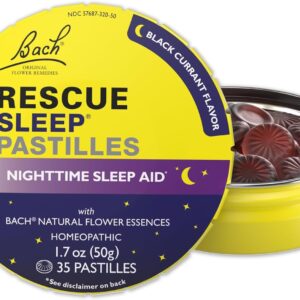 RESCUE Bach Sleep PASTILLES, Black Currant Flavor, Sleep Aid Lozenges, No Melatonin, Homeopathic, Flower Essences, 35 Count