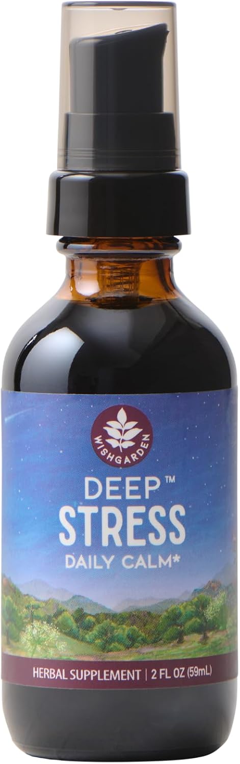 WishGarden Herbs Deep Stress, Cortisol & Adrenal Support Supplement, Ashwagandha, Holy Basil, Milky Oat - Adaptogen Liquid Herbal Tincture for Stress Relief & Nervous System Calm, 2oz