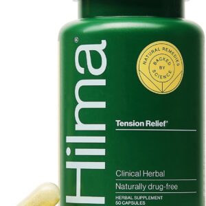 Hilma Natural Tension Headache Relief, Supplements with Magnesium, Boswellia and Feverfew, 50 Vegan Capsules