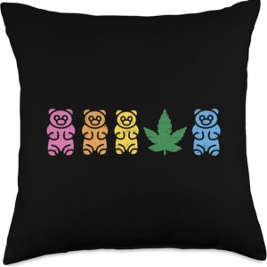 CBD Gummies Cute Weed Cannabis Hemp Oil Lover Dealer Gift Throw Pillow