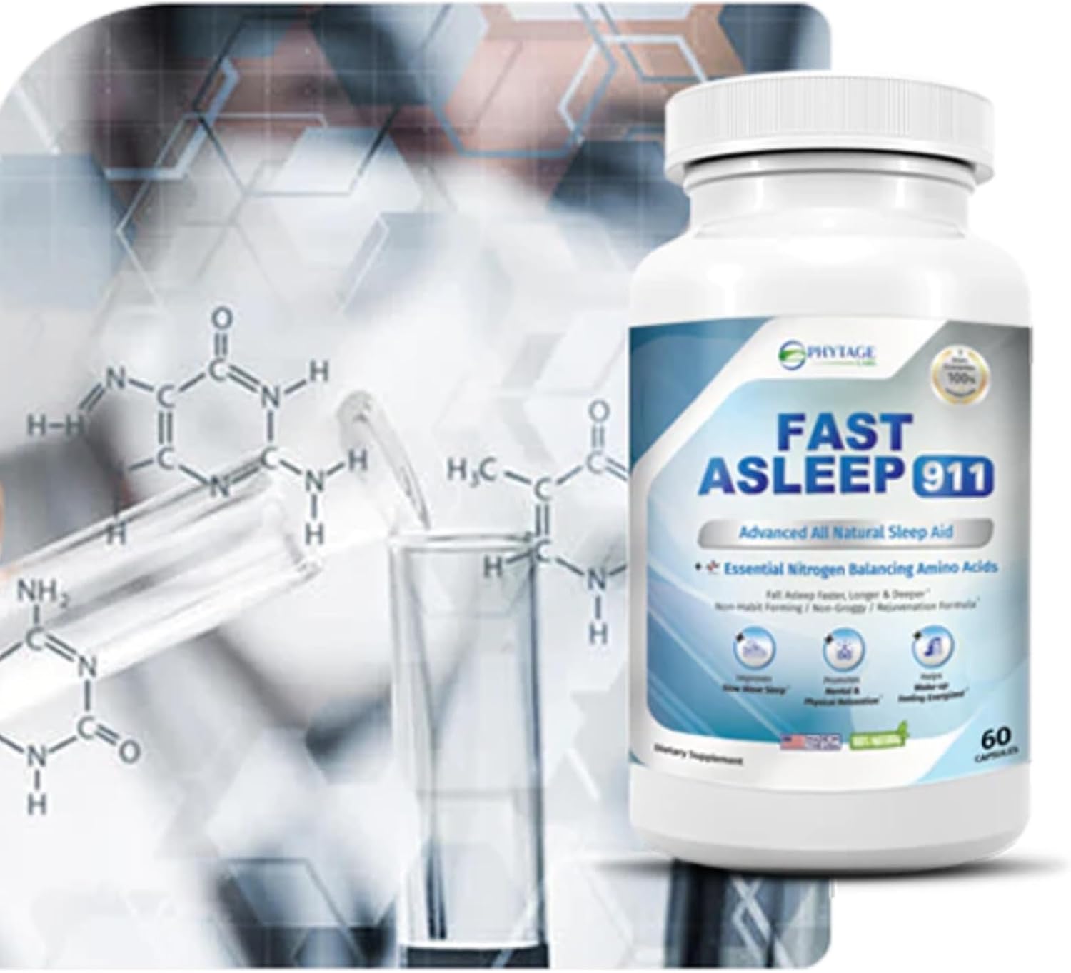 Fast Asleep 911 – Nighttime Routine Supplement with Melatonin & Goji Berries – Plant-Based, Non-Habit Forming Formula – 60 Capsules - Image 5