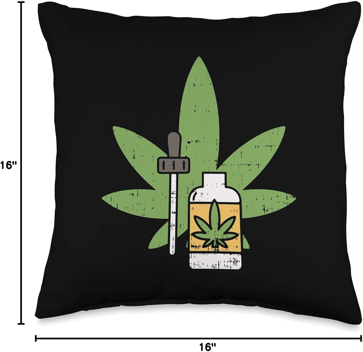 Pocket CBD Oil Bottle Funny Hemp Weed Leaf Cannabis Gift Throw Pillow - Image 4