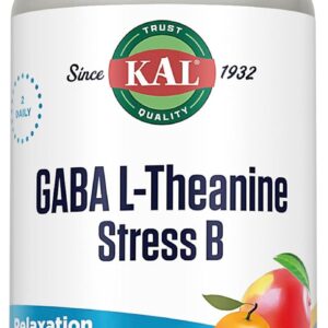 KAL GABA L-Theanine Stress B Lozenge, B Complex Vitamin Supplement, Healthy Relaxation, Mood & Focus Support, Natural Mango Tangerine Flavor, Vegan, 50 Servings, 100 Lozenges