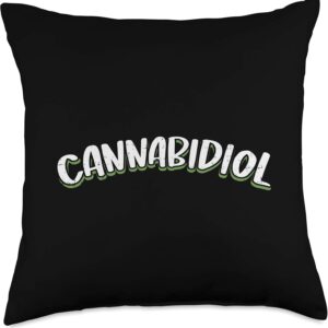 Cannabidiol Vintage CBD Oil Hemp Weed Cannabis Plant Gift Throw Pillow
