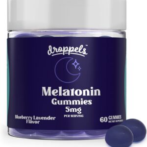 Droppels Melatonin Gummies for Adults – 5mg Sleep Support, Vegan & Plant-Based with Chamomile, Natural Sleep Aid for Falling Asleep Faster & Staying Asleep (60 Count)
