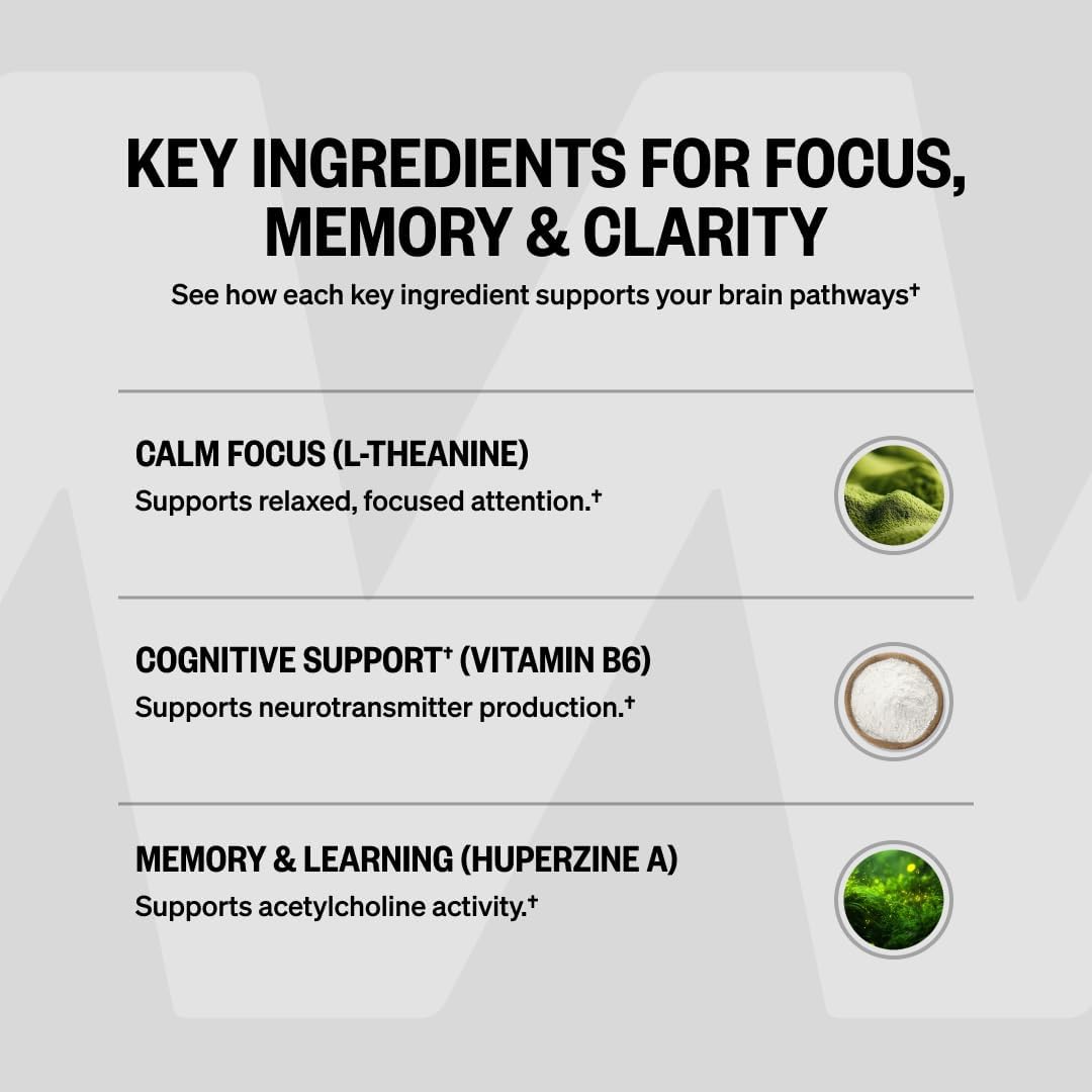 ONNIT Alpha Brain Nootropic Brain Supplement for Focus, Memory, Mental Clarity, Cognitive Support with L-Theanine and Vitamin B6, 90 Count - Image 8