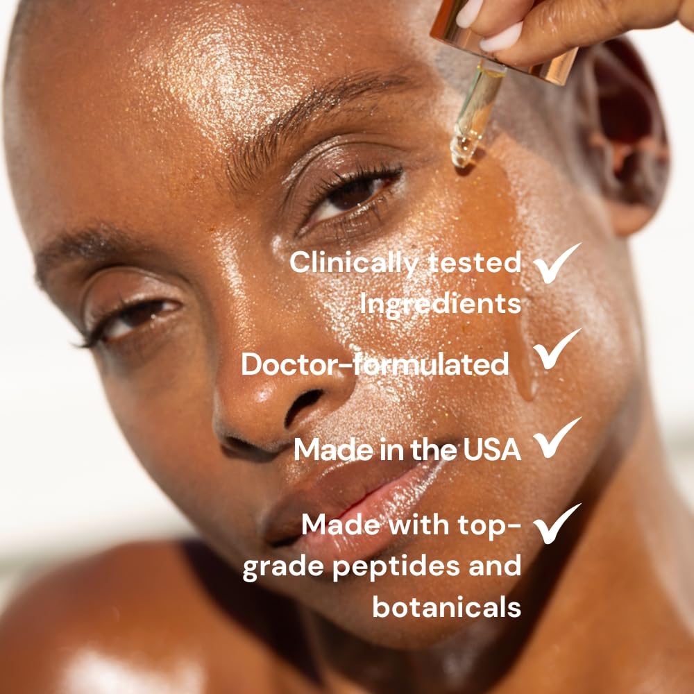 KOA Life GHK Peptide Daily Ultra-Hydrating, Anti-Aging Facial Oil. In a metallic copper glass dropper bottle and metallic copper outer cylinder carton - Image 5