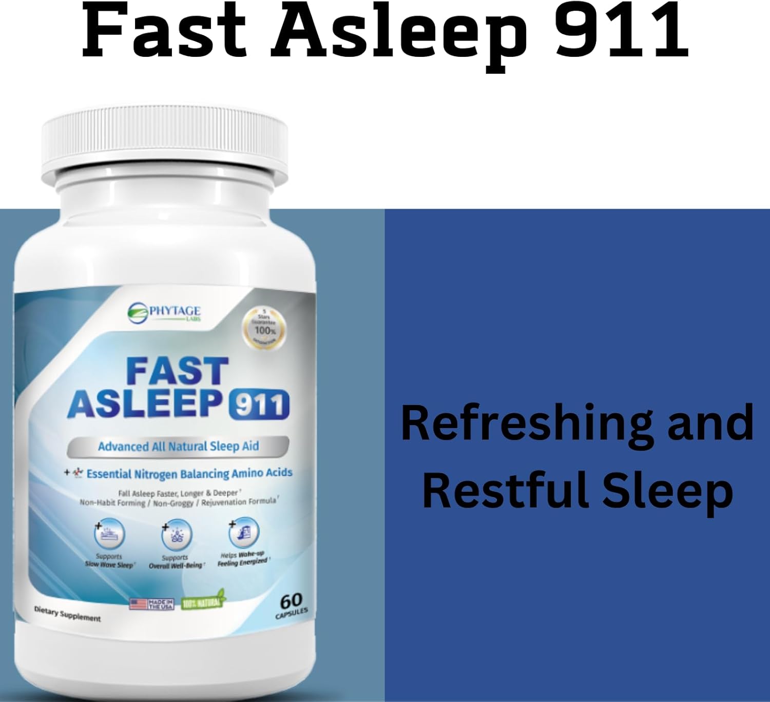 Fast Asleep 911 – Nighttime Routine Supplement with Melatonin & Goji Berries – Plant-Based, Non-Habit Forming Formula – 60 Capsules - Image 2