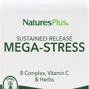 NaturesPlus Mega-Stress Complex - 60 Sustained Release Tablets - B Complex, Vitamin C Supplement with Chamomile & Herbs for Natural Calm - Gluten Free - 60 Servings