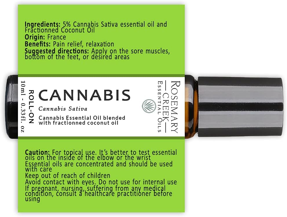 10 ml Cannabis Sativa Essential Oil Roll-On - Aromatherapy and Massage Therapy - Prediluted Oil - 100% Pure and Natural Oil - by Rosemary Creek Essential Oils - Image 3
