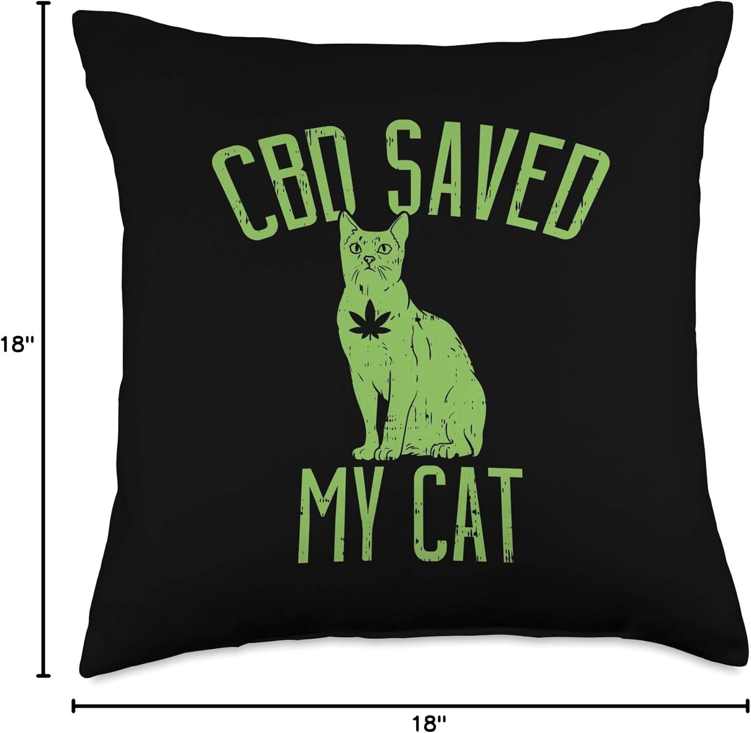 CBD Oil Cannabidiol Hemp Plant Save My Cat Gift Throw Pillow - Image 4