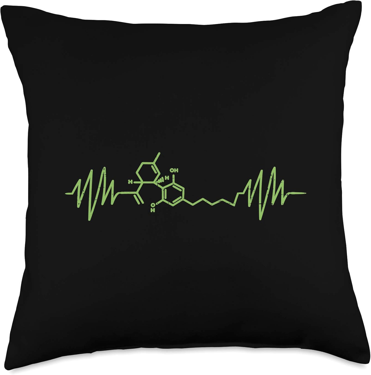 CBD Molecule Heartbeat Cannabidiol Hemp Plant Oil Gift Throw Pillow