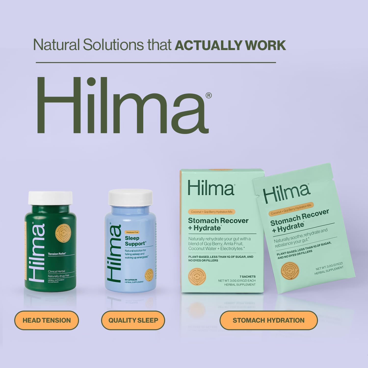 Hilma Natural Tension Headache Relief, Supplements with Magnesium, Boswellia and Feverfew, 50 Vegan Capsules - Image 6