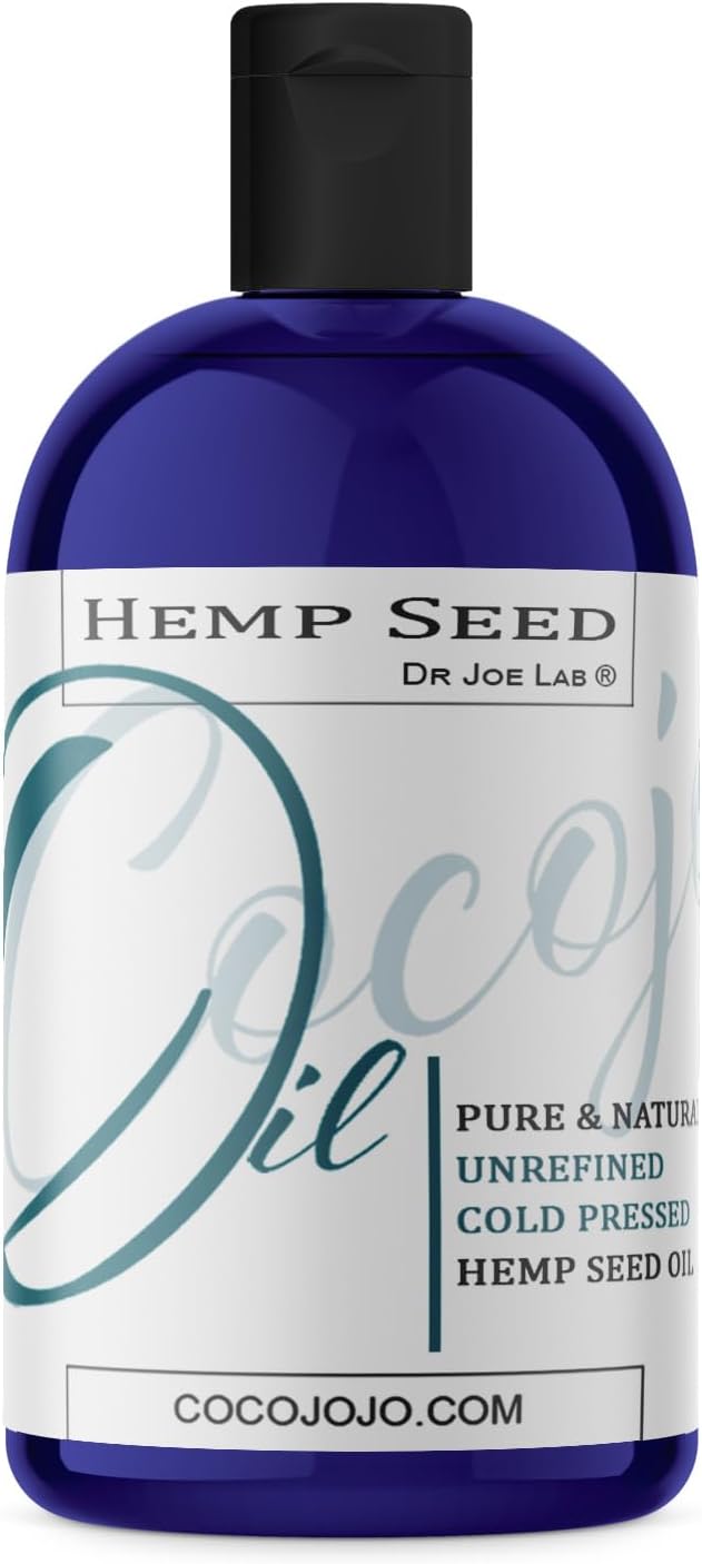 Hemp Seed Oil 8 oz Pure Natural Cold Pressed Unrefined Extra Virgin - for Hair Skin Body Nail and Beard