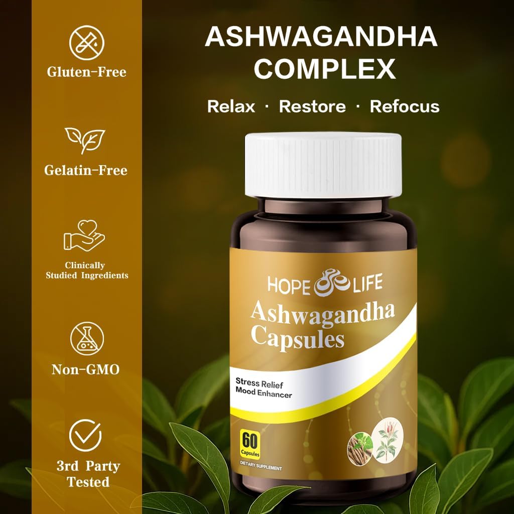 Herbal Mood & Sleep Support - Contains Ashwagandha, Spearmint Ext, GABA, Casein Protein Peptide, L-Theanine, Ginger Oil, Black Pepper Extract - Non-GMO, Soy-Free & Gluten-Free, 60 Capsules - Image 6