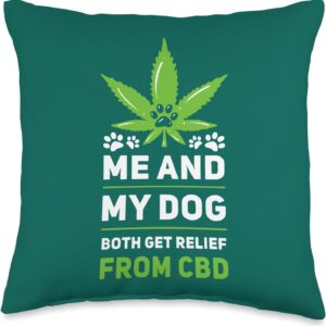 Me And My Dog Both Get Relief From CBD Oil Funny Dog Lover Throw Pillow