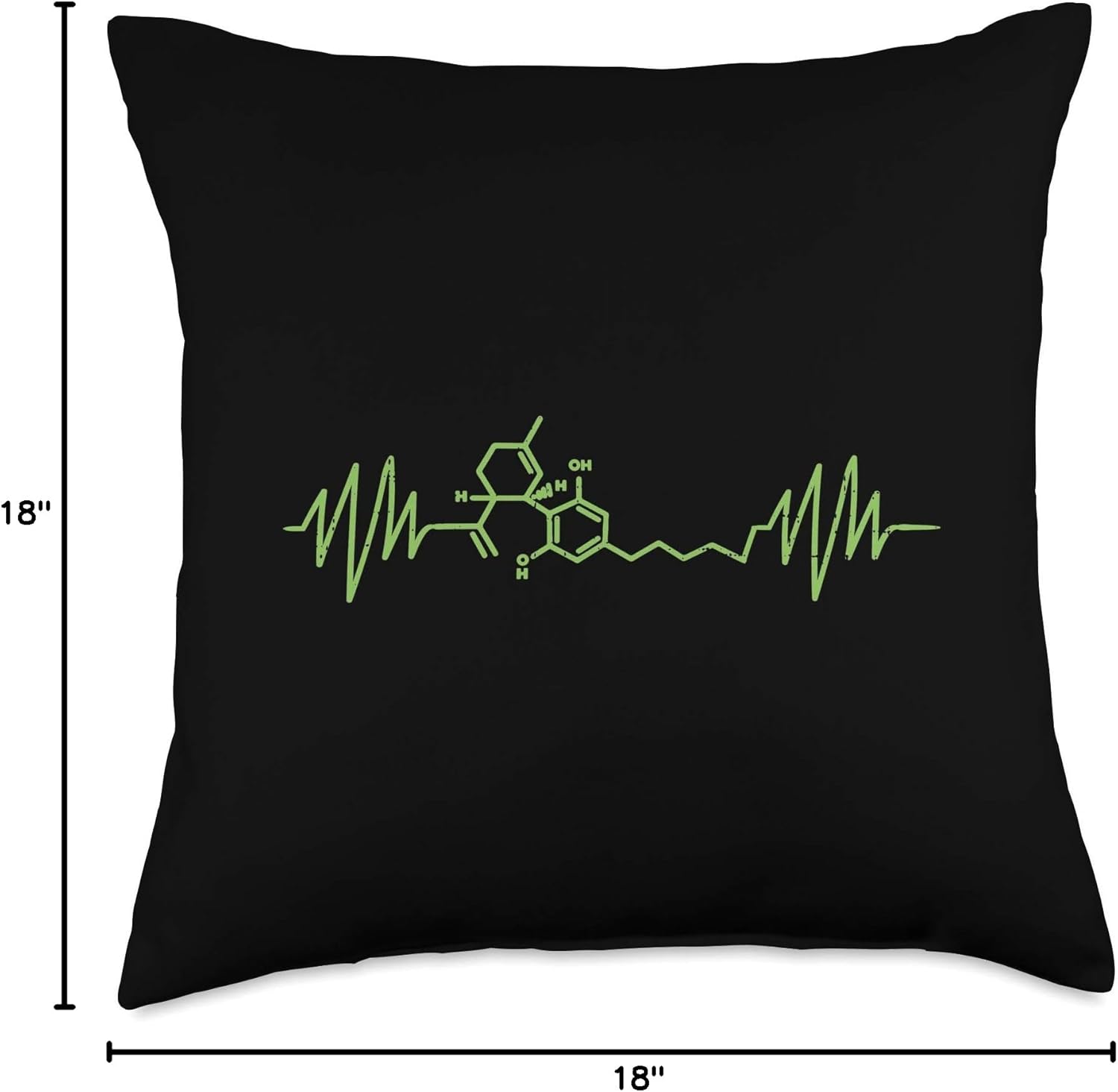 CBD Molecule Heartbeat Cannabidiol Hemp Plant Oil Gift Throw Pillow - Image 4