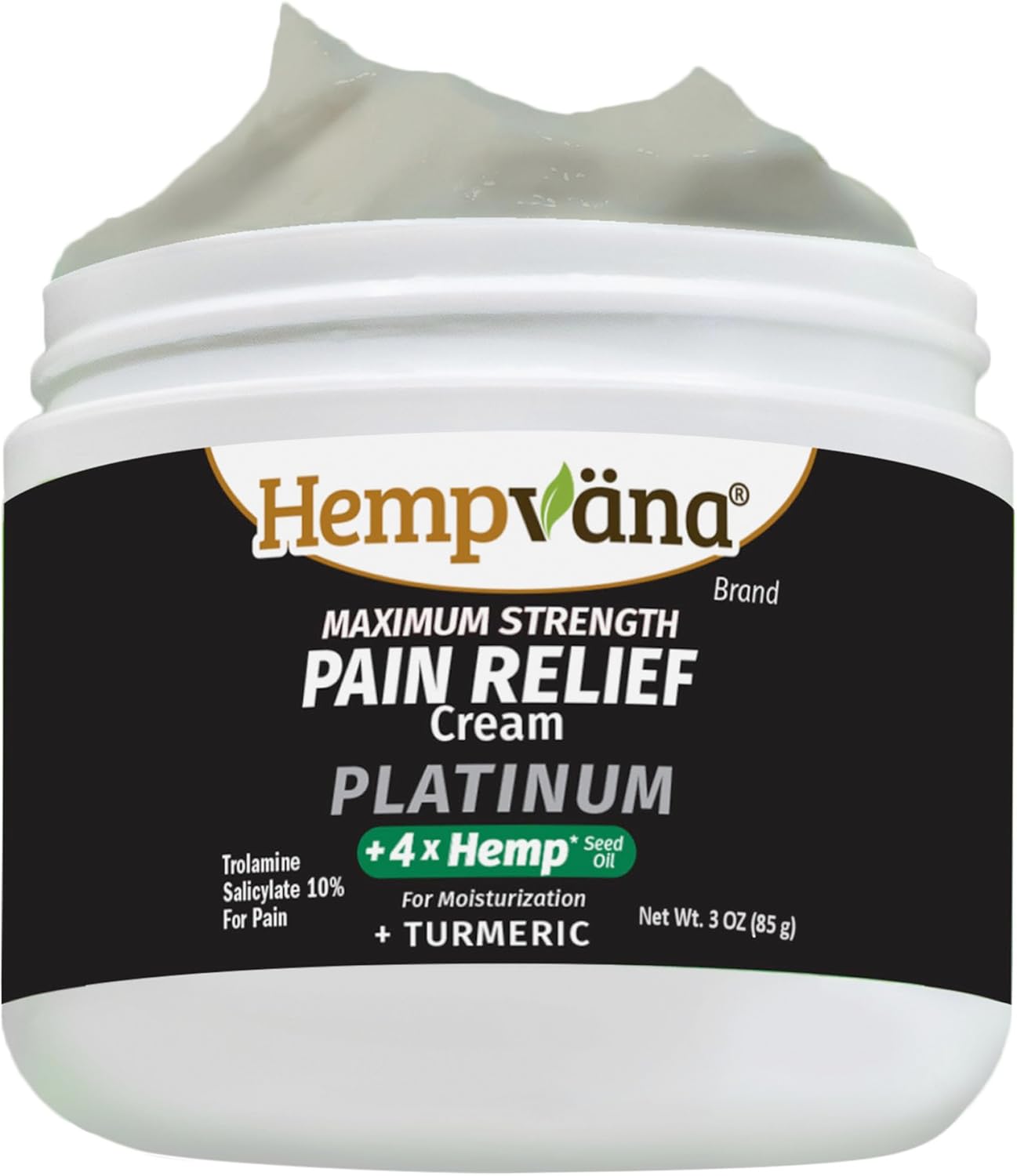 Hempvana Platinum Maximum Strength Relief Cream 4X Hemp for Muscles, Joints, Back, Knees, Shoulders, Neck, Elbows, Hands, Feet. AS SEEN ON TV. Odor-Free, Non-Greasy, Quickly Absorbs, 4X More Hemp