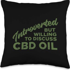 Introverted Discuss CBD Oil Funny Cannabis Hemp Lover Gift Throw Pillow