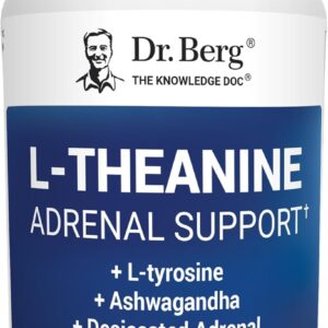 Dr. Berg L-Theanine 200mg - Includes Zinc, Copper, L-Tyrosine, & Ashwagandha – L-Theanine Supplement Adrenal Support - for Relaxation, Stress Relief, and Mental Clarity* – 90 Gelatin Capsules