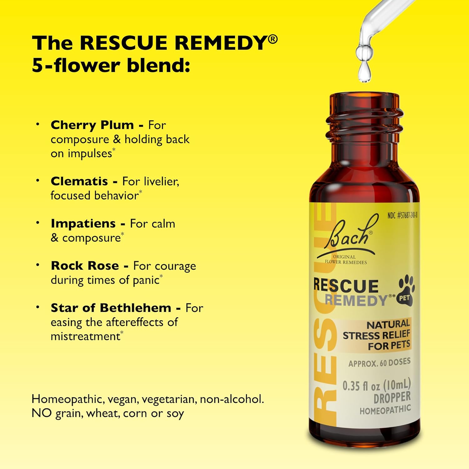 Rescue Remedy Pet Dropper - 10mL - Stress & Tension Support for Dogs & Cats with Bach Natural Flower Essences - Sedative-Free, Homeopathic Liquid Formula - For All Breeds, Ages & Weights - Image 4
