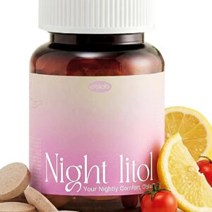 O'slab Nightlitol Night Mints – Korean Viral Sleep & Relaxation Support – Plant-Derived Melatonin (2mg) from Tomato Extract & L-Theanine 200mg – Lemon Peppermint Chewable Mints, 30 Count