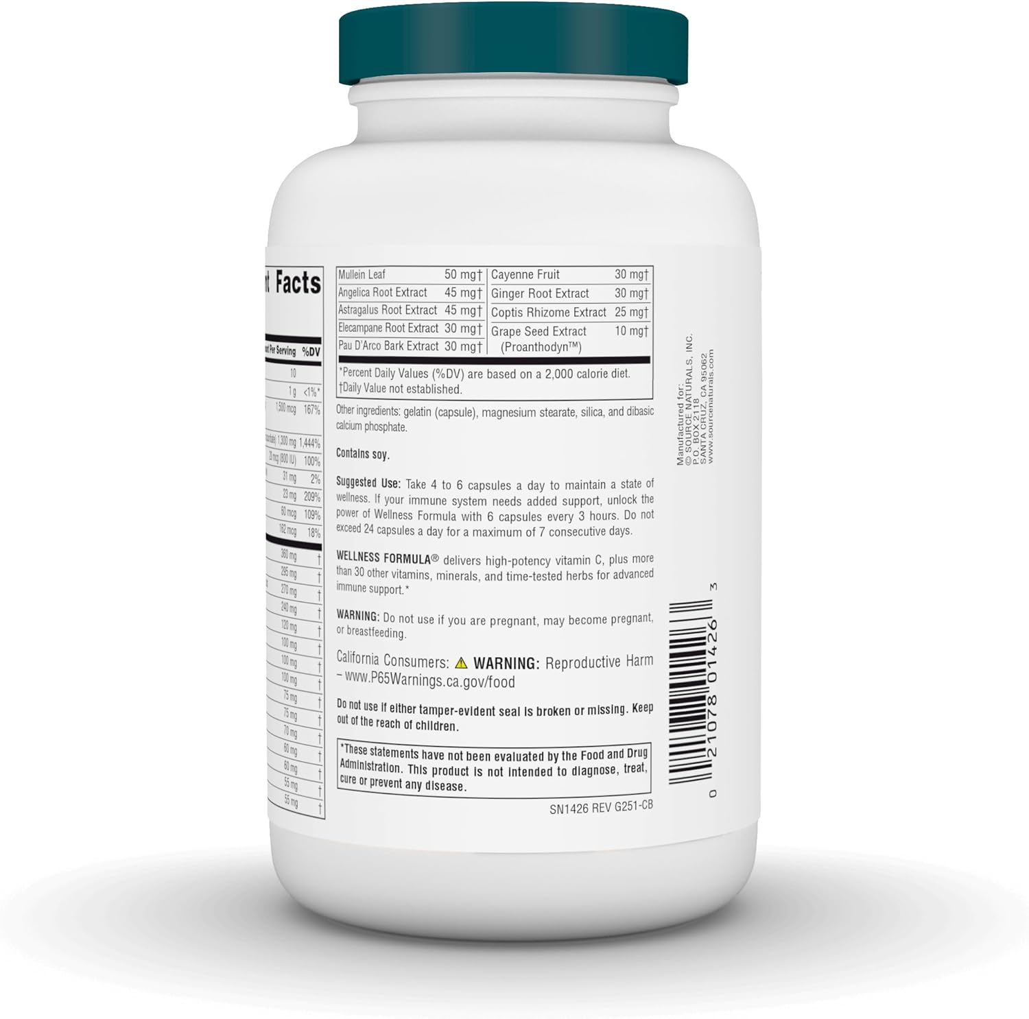 Source Naturals Wellness Formula Bio-Aligned Vitamins & Herbal Defense Advanced Immune Support* - Dietary Supplement & Immunity Booster - 240 Capsules - Image 3